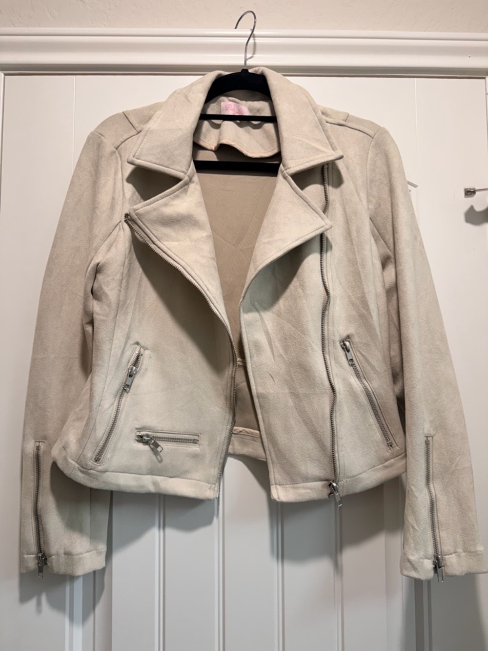 Women's Cream Suede Pink Lily Jacket